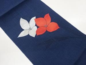 紗紬紙布花葉模様織出し名古屋帯